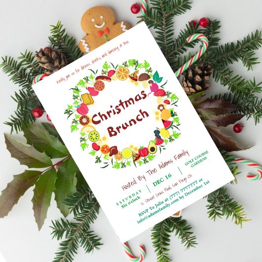 Invitation Menu de Noël de Fruits & Légumes Frais
