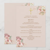 Invitation Menu de Première Communion avec Fleurs d'Herbe des (Devant / Derrière)