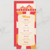 Invitation Menu de réception de mariage au cirque - Rouge et  (Devant / Derrière)