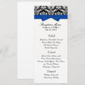 Invitation Menu de réception de mariage au ruban bleu avec da (Devant / Derrière)