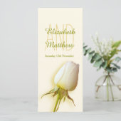 Invitation Menu de réception de mariage avec bourgeon de rose (Debout devant)