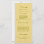 Invitation Menu de réception de mariage avec bourgeon de rose (Dos)