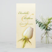 Invitation Menu de réception de mariage avec bourgeon de rose (Debout devant)