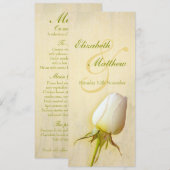 Invitation Menu de réception de mariage avec bourgeon de rose (Devant / Derrière)
