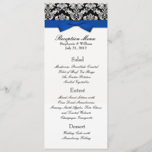 Invitation Menu de réception de mariage avec ruban bleu et da