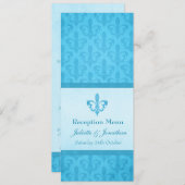 Invitation Menu de réception de mariage Blue Fleur De Lis (Devant / Derrière)