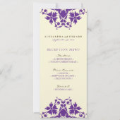 Invitation Menu de réception de mariage décoratif (violet) (Devant)