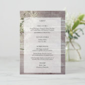 Invitation Menu de réception de mariage floral en bois gris c (Debout devant)