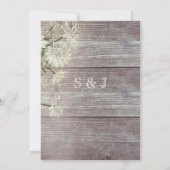 Invitation Menu de réception de mariage floral en bois gris c (Dos)