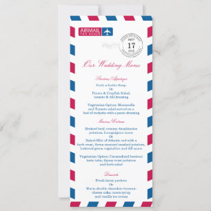 Invitation Menu de réception de mariage par avion