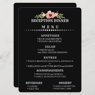 Invitation MENU DE RÉCEPTION DE MARIAGE personnalisable