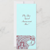 Invitation MENU DE RESTAURANT MONOGRAMME Bleu Marron Dîner, B (Dos)