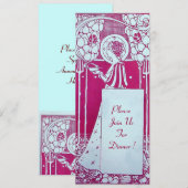 Invitation MENU DE RESTAURANT MONOGRAMME Rose Blanc Dîner, Br (Devant / Derrière)