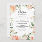 Invitation Menu de salle à manger de mariage floral imprimabl (Devant)