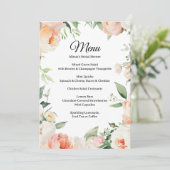 Invitation Menu de salle à manger de mariage floral imprimabl (Debout devant)