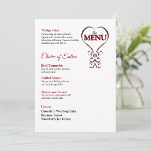 Invitation Menu de taille d'invitation rouge et noir