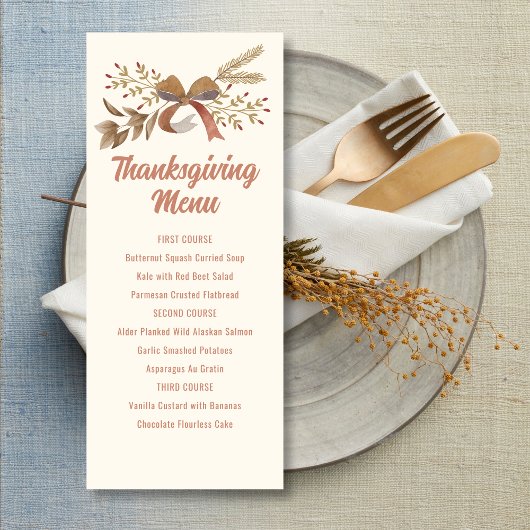 Invitation Menu de Thanksgiving imprimable