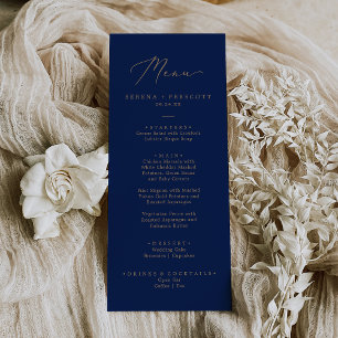 Invitation Menu Delicate Gold and Navy imprimé ou imprimable