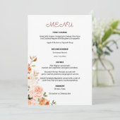 Invitation Menu d'entrée floral rose et pêche 2 (Debout devant)