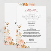 Invitation Menu d'entrée floral rose et pêche 2 (Devant / Derrière)