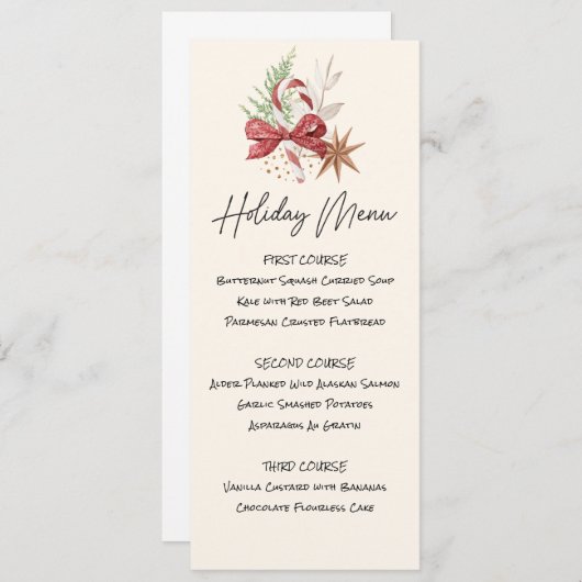 Invitation Menu des Fêtes de Traitements sucrés imprimable (Devant / Derrière)