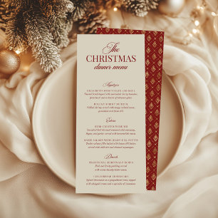 Invitation Menu d'imitation classique Red & Gold Foil de Noël