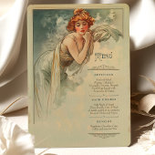 Invitation Menu Dîner Art Nouveau Mariage