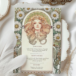 Invitation Menu Dîner Art Nouveau Mariage