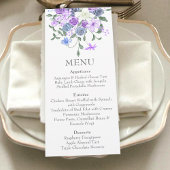 Invitation Menu Dîner Bouquet Rose bleu clair violet