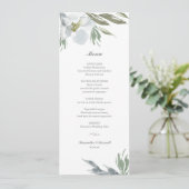 Invitation Menu Dîner Floral Bleu Dusty (Debout devant)