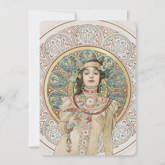 Invitation Menu Dîner Mariage Art Nouveau par Mucha (Dos)