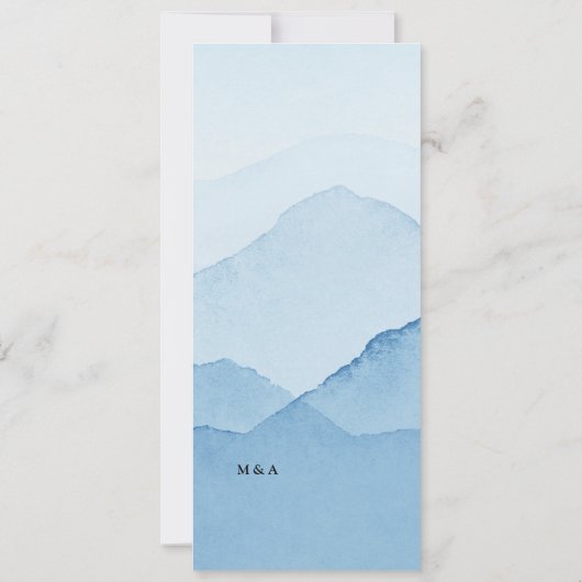 Invitation Menu Dîner Mariage Blue Mountain Range (Dos)