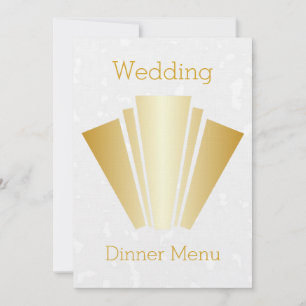 Invitation Menu Dîner mariage Gold Art Deco