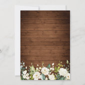 Invitation Menu Dîner mariage Menu Bois & Rose Blanche Menu R (Dos)