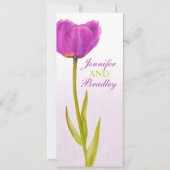 Invitation Menu dîner réception mariage tulipe violet (Devant)