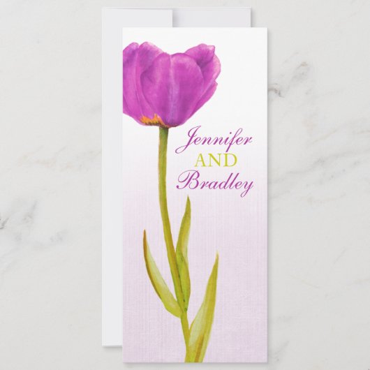 Invitation Menu dîner réception mariage tulipe violet (Devant)