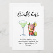 Invitation Menu Drinks Aquarela, Signature drinks (Devant / Derrière)