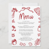Invitation Menu du Baby shower de pizza à main rouge italienn (Devant)