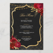 Invitation Menu du bar Rouge Noir et Or (Devant)