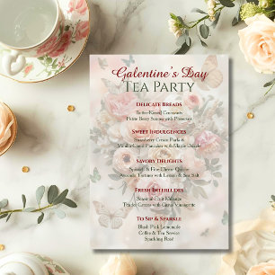 Invitation Menu du brunch de jardin Galentine Rose Rococo Pap
