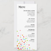 Invitation Menu du dîner de célébration avec confettis (Devant)