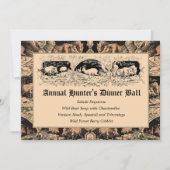 Invitation Menu du dîner de jeu de balle de chasseur à l'anci (Devant)