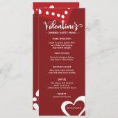 Invitation Menu du dîner de la Saint-Valentin sur mesure (Devant / Derrière)