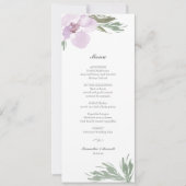 Invitation Menu Du Dîner Floral Rose Pastel (Devant)