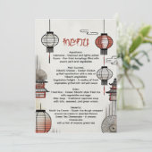 Invitation Menu du dîner Hibachi avec lanternes japonaises (Debout devant)