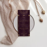 Invitation Menu du dîner Mariage Celestial Bourgogne Gold<br><div class="desc">Notre collection "Celestial Burgundy Mariage" présente une belle lune de croissant doré avec des étoiles et des bordures d'or assorties dans divers motifs sur un arrière - plan bordeaux velours jumelé à des polices élégantes. Facile pour vous de customiser et vous pouvez choisir parmi de nombreux articles de cette collection...</div>