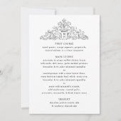 Invitation Menu du dîner Mariage noir et blanc d'antiquité (Devant)