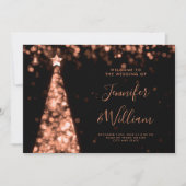 Invitation Menu du Mariage or Rose Festive Xmas Tree (Devant)