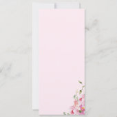 Invitation Menu Élégant Fleurs Rose Ruban (Dos)