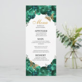 Invitation Menu Emerald Green Floral Quinceanera (Debout devant)